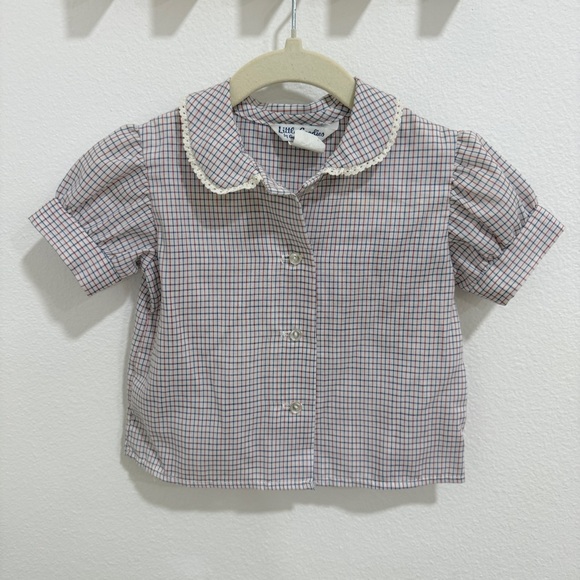 Vintage checked collar blouse 18 months - Picture 2 of 5